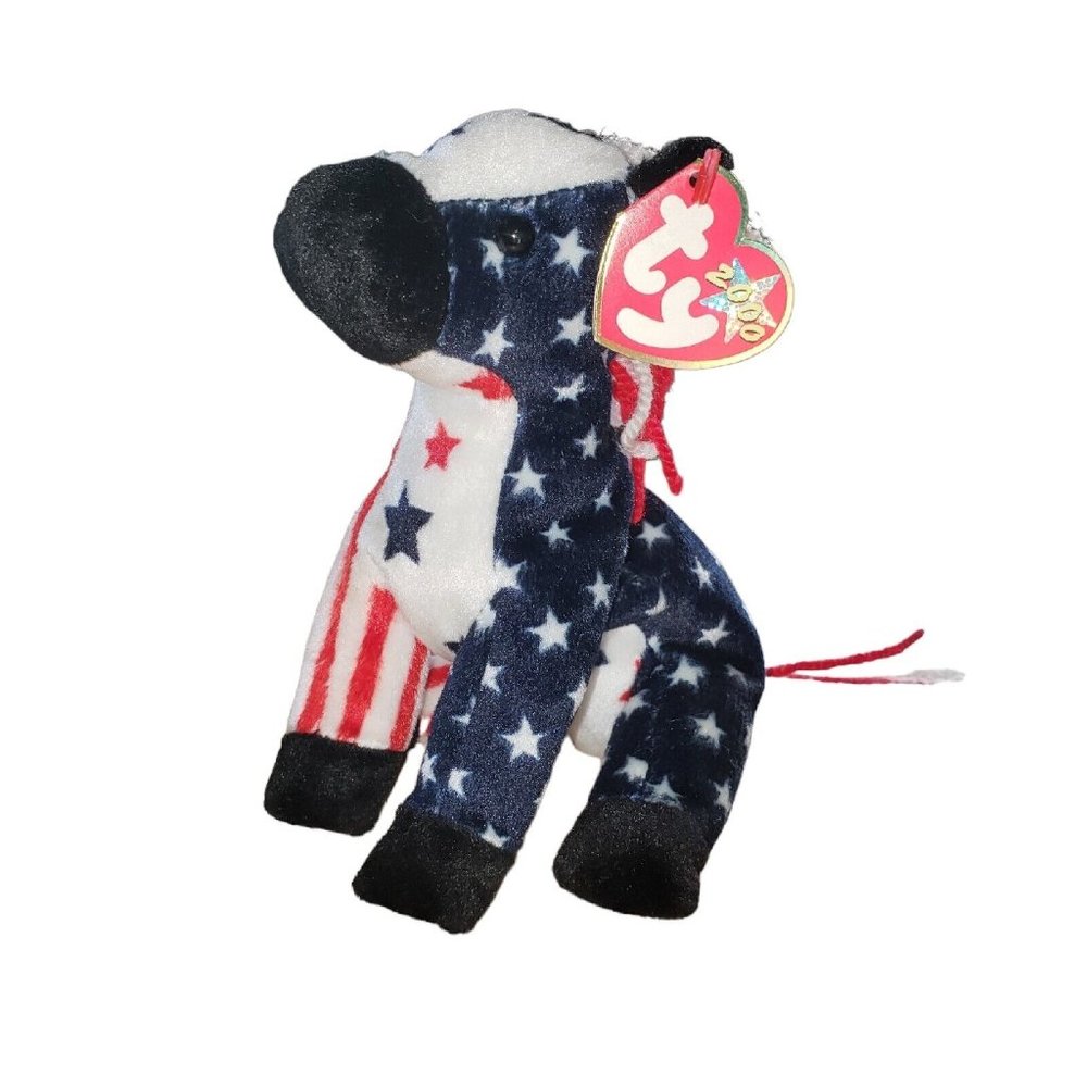 TY Beanie Baby - LEFTY 2000 the Donkey (6 inch)  Stuffed Animal Toy GUC